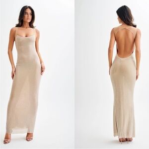 Meshki Backless Beige Maxi Dress